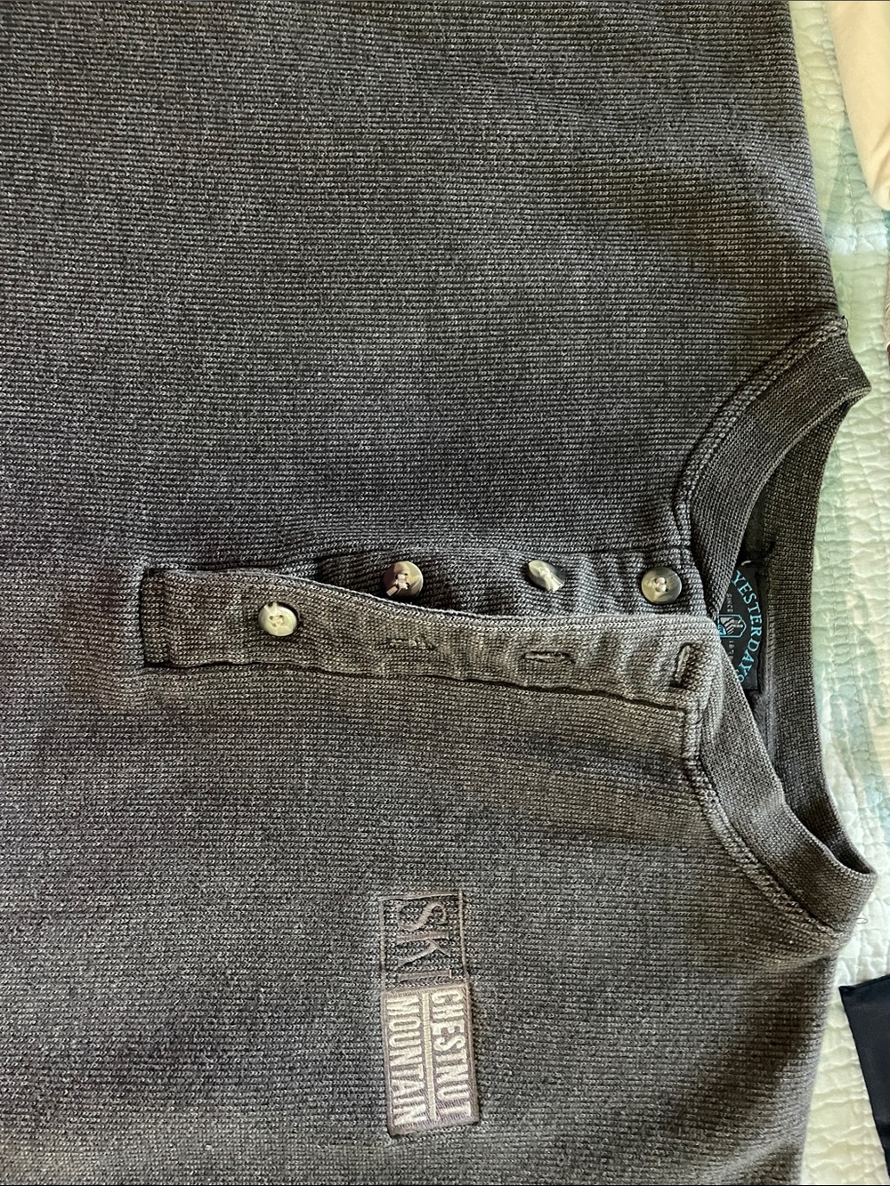 Men's Dark Gray Henley Sweatshirt